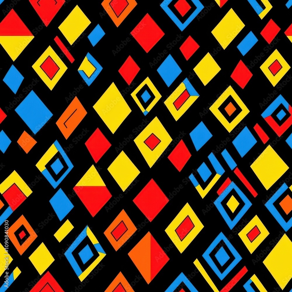 Poster A vibrant pattern of overlapping diamonds in bold colors creates an eye-catching design suitable for various creative projects