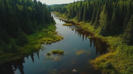 A tranquil summer afternoon in the beautiful Allagash wilderness with lush greenery and serene waters