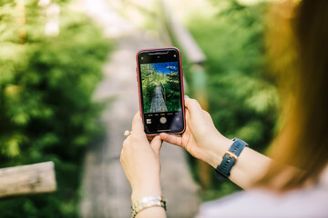 Capturing a scenic forest path with smartphone
