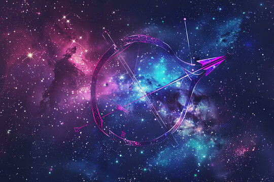 Astrological composition with Sagittarius zodiac sign symbol