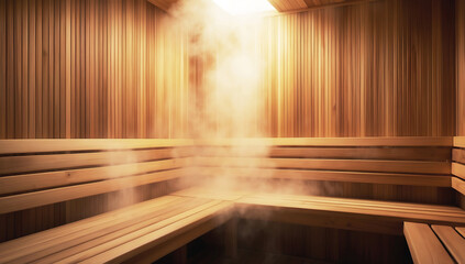 Calm and Relaxation: Misty Sauna with Rich Wooden Textures