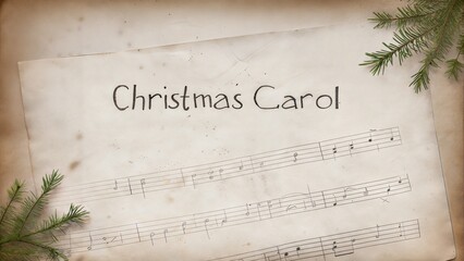 Vintage sheet music featuring a Christmas carol title and pine branches