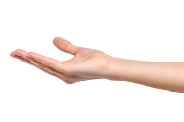 Closeup female hand to hold something gesture isolated on transparent background