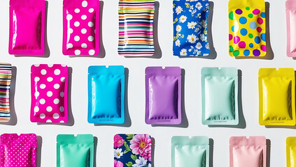 Playful and Chic Face Masks. A Colorful Collection of Patterned Miniature Packets