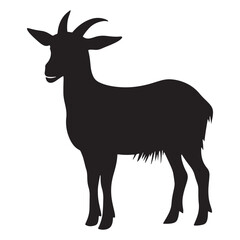 Fototapeta premium Silhouette of a Goat. Cattle. Black and white drawing by hand.