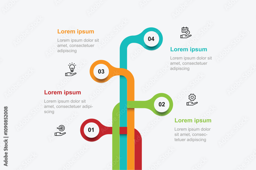 Poster Modern template vector Infographic with 4 step or plan suitable for business information and web presentation