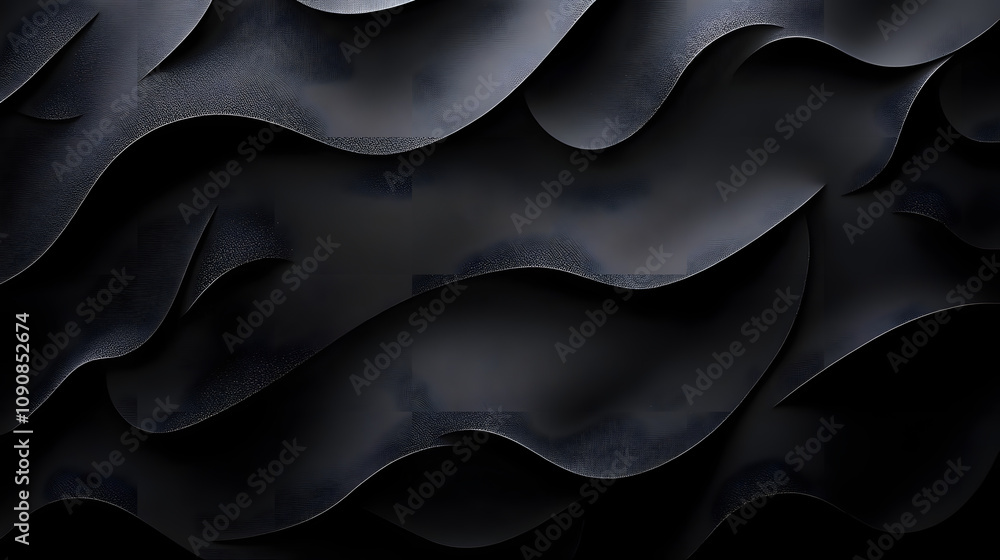 Poster abstract black and white curved paper texture: a minimalist design with depth and shadows
