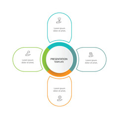 Design template infographic vector element with line style on circle concept and 4 step process or option