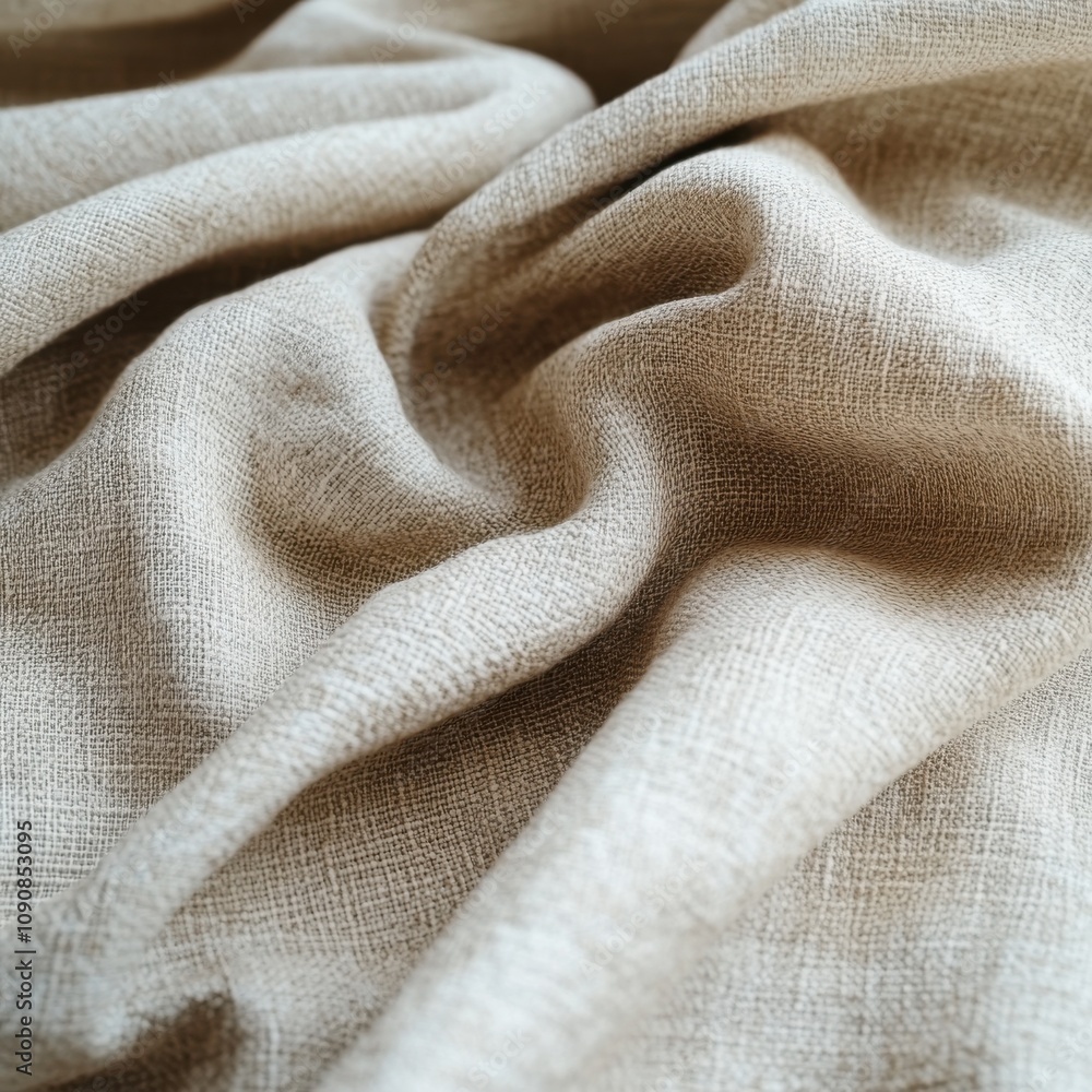 Aufkleber Soft linen fabric texture with a minimalist design showcasing gentle folds and warm earthy tones suitable for various applications
