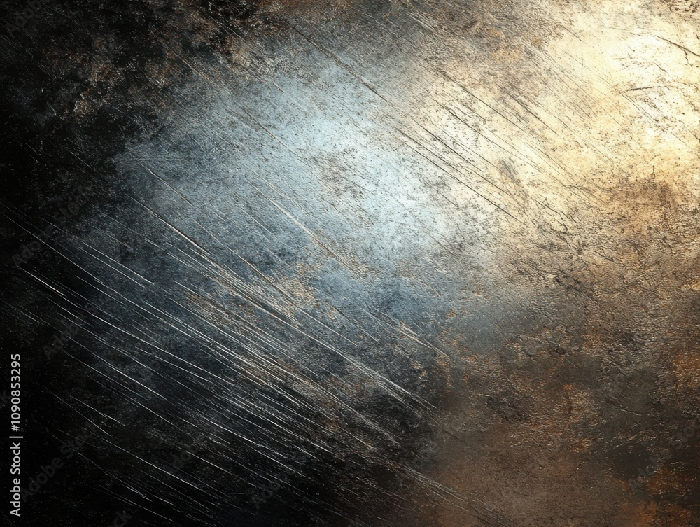 Poster a close-up view of a metallic surface with subtle reflections showcasing diverse textures and colors
