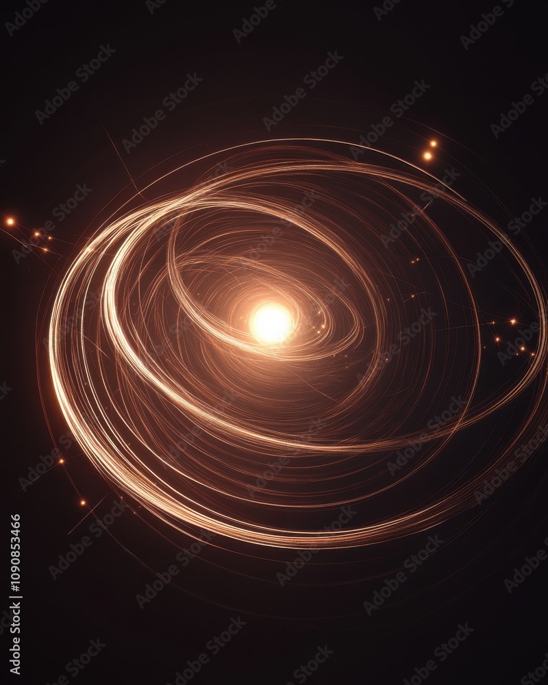 Poster A detailed rendering demonstrating the structure and behavior of a hydrogen atom with orbiting electrons, showcasing atomic dynamics in a dark space