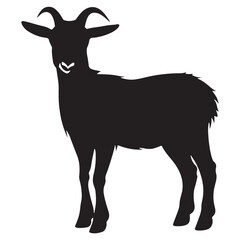 Obraz premium Silhouette of a Goat. Cattle. Black and white drawing by hand.