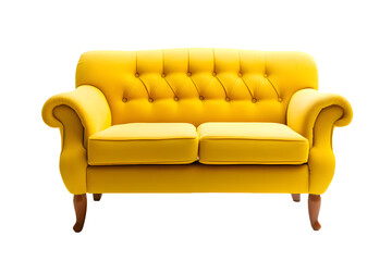 Modern yellow sofa isolated on transparent background