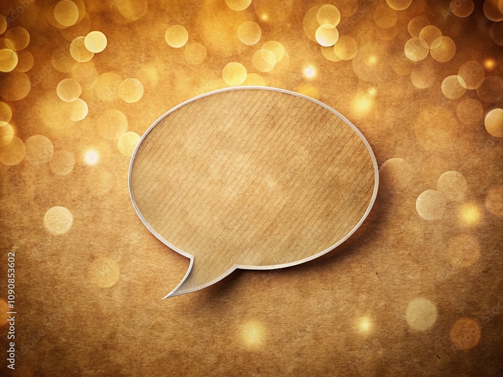 Poster isolated info speech bubble on brown paper background with bokeh effect for creative communication a
