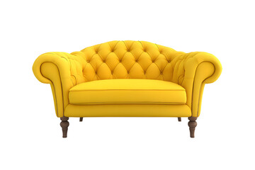 Modern yellow sofa isolated on transparent background