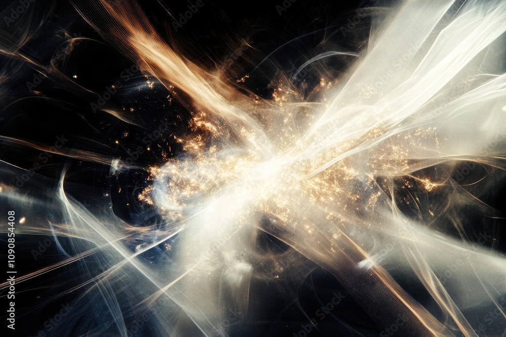 Aufkleber A captivating double exposure depicting a futuristic machine amidst swirling light and energy in a cosmic setting