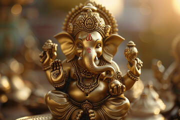 Fototapeta premium Greeting card with bright holiday composition for Ganesh Chaturthi