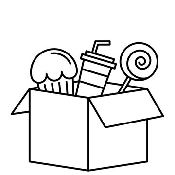 recommend clip art: Food in Box Icon Line