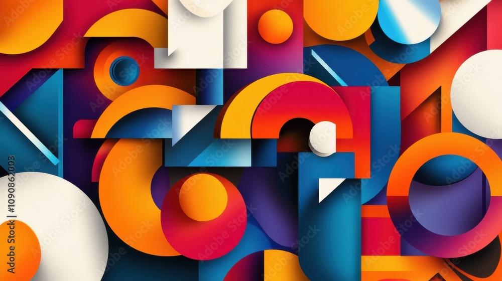 Aufkleber an abstract composition of vibrant geometric shapes and colors blending together in a harmonious des