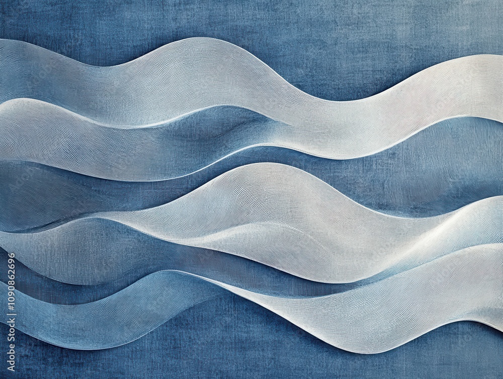 Poster textured blue backdrop with subtle wave patterns creates a calming ambiance in artistic design