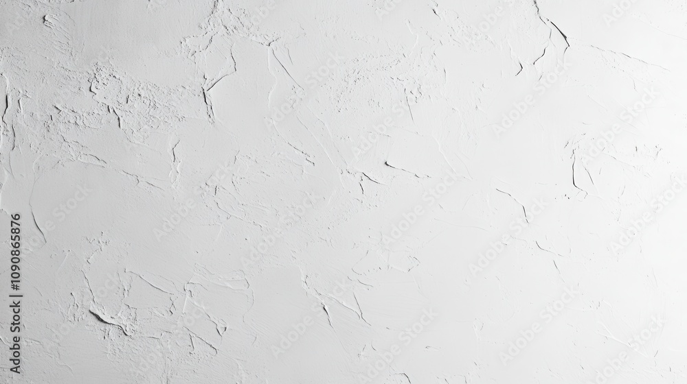 Poster Textured smooth white plaster wall with subtle variations in finish and natural light creating gentle shadows