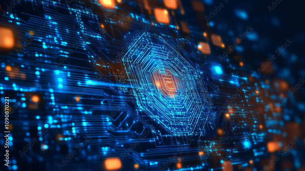 Poster the biometric fingerprint authentication button. the concept of digital security.