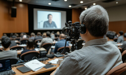 Professional recording a hybrid event