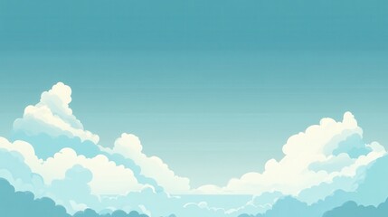 Fototapeta premium A serene light blue gradient backdrop with soft, fluffy clouds creating a tranquil atmosphere under a vast sky during daylight