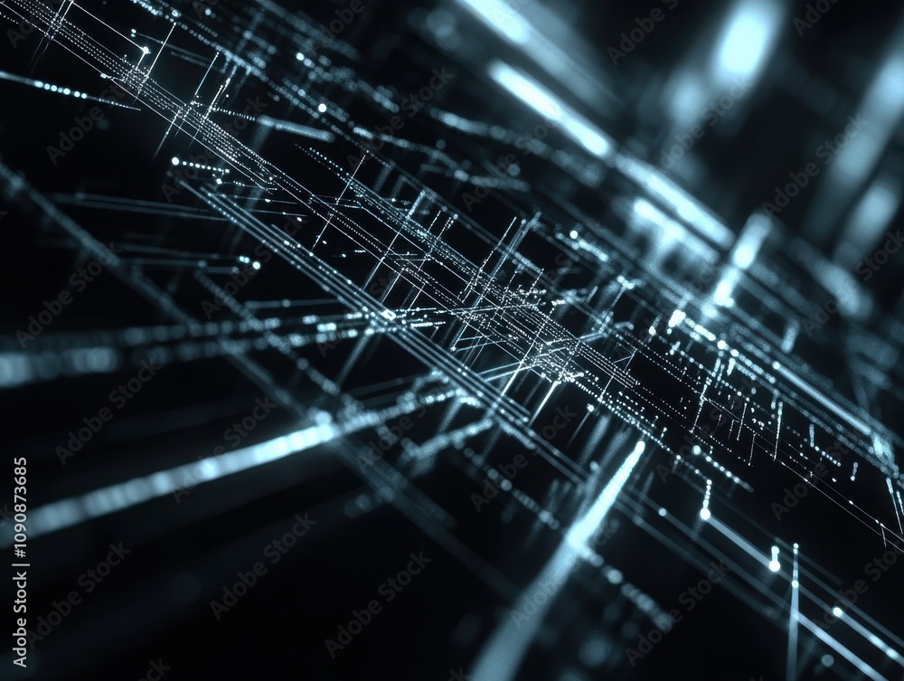 Leinwandbilder a mesmerizing futuristic cityscape with intricate digital lines and glowing networks illuminated in 
