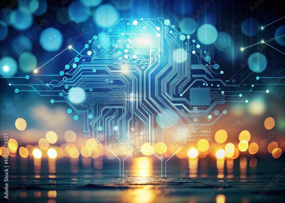 Poster minimalist photography of futuristic ai technology: a conceptual representation of digital transform