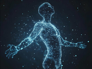 3D Illustration - Abstract Human Form Glowing with Energy