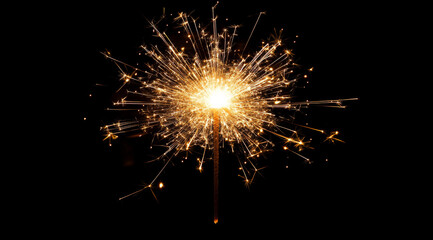 Sparkler creating bright sparks during a celebration at night