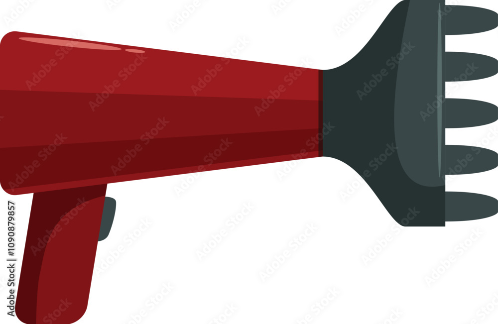 Poster red hair dryer with diffuser attachment, perfect for creating volume and defined curls