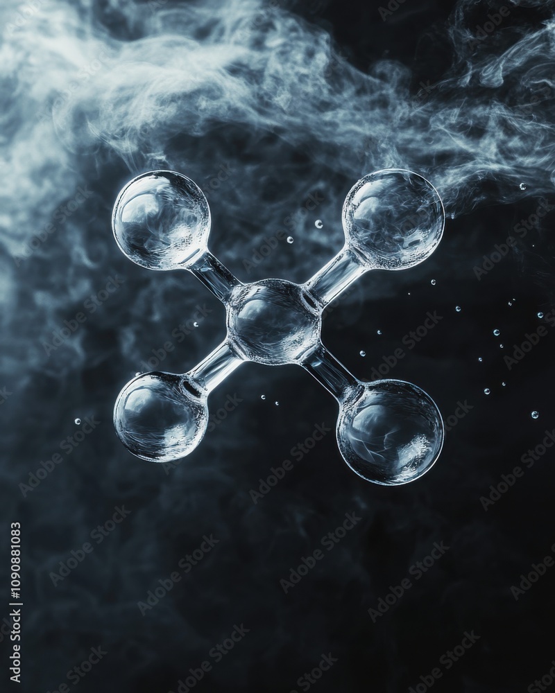 Poster water molecule representation featuring a distinct ho structure, illustrating its molecular form aga