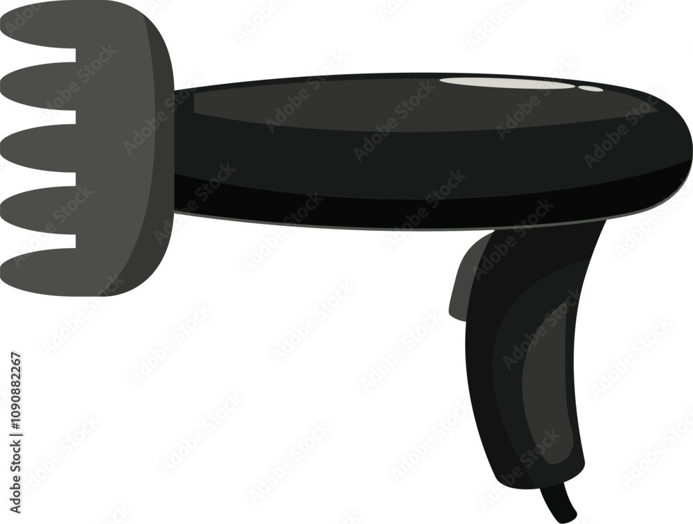 Poster hair dryer with diffuser attachment blowing hot air, perfect for creating volume and styling curls