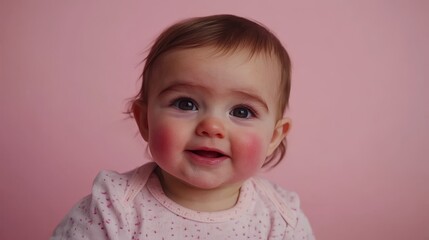 Naklejka premium child's Face with Redness and Irritation Caused by Antibiotics Allergy.Pediatric skin conditions,allergic reactions,infant health,Healthcare,pharmaceuticals,dermatology,pediatrics,baby care products.