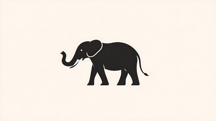 Fototapeta premium Elegant Black Silhouette Of A Walking Elephant