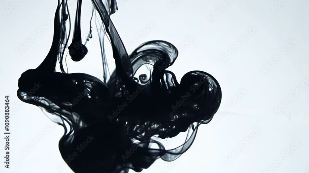 Poster black ink swirl in water artistic fluid motion and abstract patterns creating mesmerizing textures