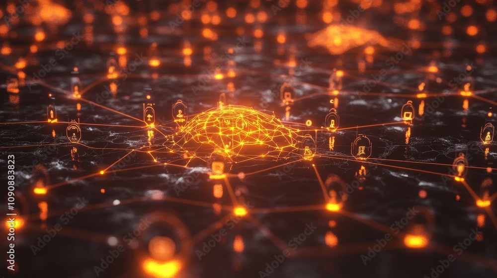 Aufkleber a digital representation of ai in the form of a glowing neural network, connected to personalized us