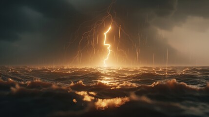 Obraz premium Lightning's abstract beauty pierces the storm. Thunder follows, showcasing the weather's strength.