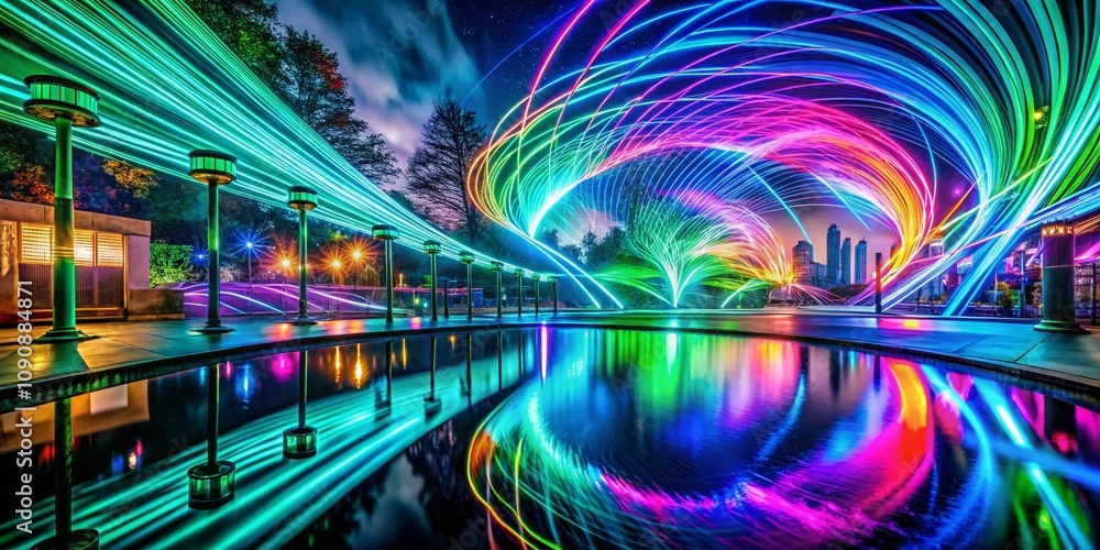 Poster night photography of an abstract radiation background with vibrant colors and dynamic patterns captu