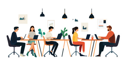 Modern Open Space Concept with People in a Cozy Environment