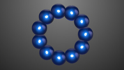 Obraz premium Abstract 3D Molecular Ring with Glowing Translucent Spheres