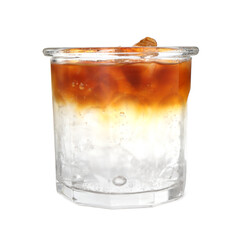 Refreshing espresso tonic drink isolated on white