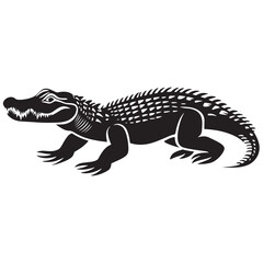 Fototapeta premium crocodile silhouette vector illustration Design on a white background.