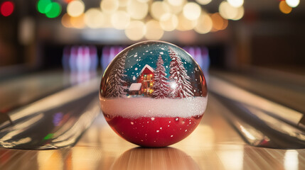 Festive Snow Globe Bowling Ball Decoration