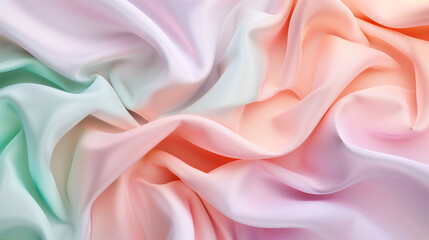 Obraz premium abstract gradient background, featuring smooth transitions of soft pastel hues like peach, lavender, and mint green. A delicate, shimmering texture overlays the gradient, modern, elegant, 