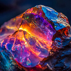 Obraz premium Vibrant opal shows dazzling colors and light patterns with its stunning swirls and texture