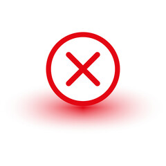 Obraz premium Error icon. Red cross mark. Warning symbol. Incorrect choice graphic.