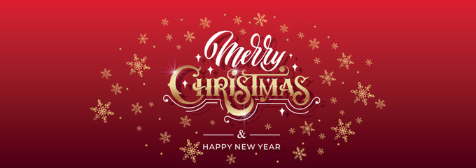 Merry Christmas and Happy New Year hand lettering calligraphy. Vector holiday illustration element. Typographic element for congratulations.
